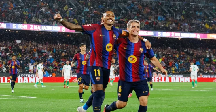 Raphinha Hat-Trick Powers Barcelona to 7-2 Rout of Racing Santander