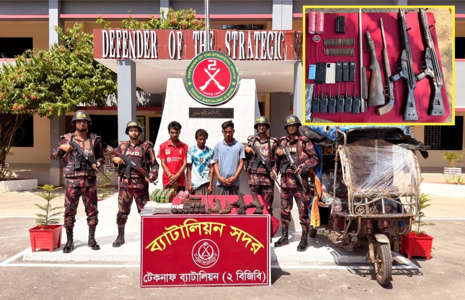 Three Rohingya Arrested in Teknaf with Arms, Ammunition, and Explosives
