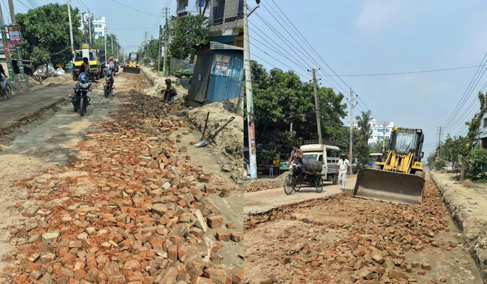 40 Crore Taka Road Construction Irregularities in Jhenaidah: Whole Bricks Used Instead of Chips