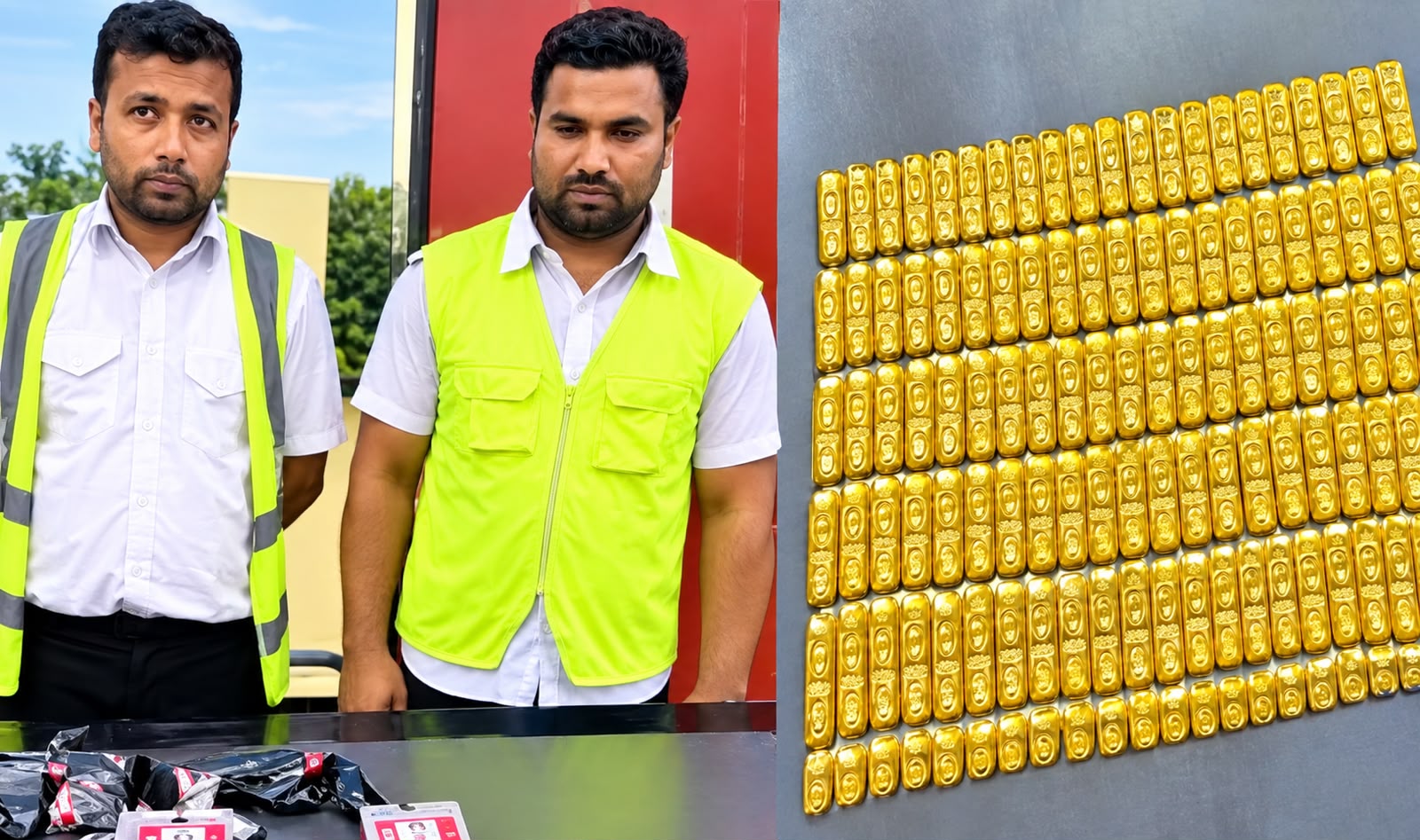 80 Gold Bars Concealed in Shoes: Two Men from Phulbari, Including Airport Accomplice, Detained at Dhaka Airport