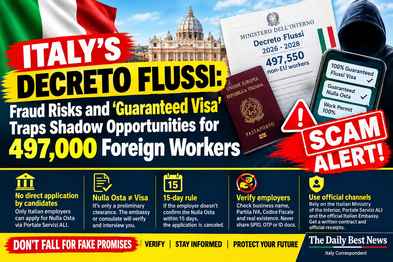 Italy’s Decreto Flussi: Fraud Risks and 'Guaranteed Visa' Traps Shadow Opportunities for 497,000 Foreign Workers
