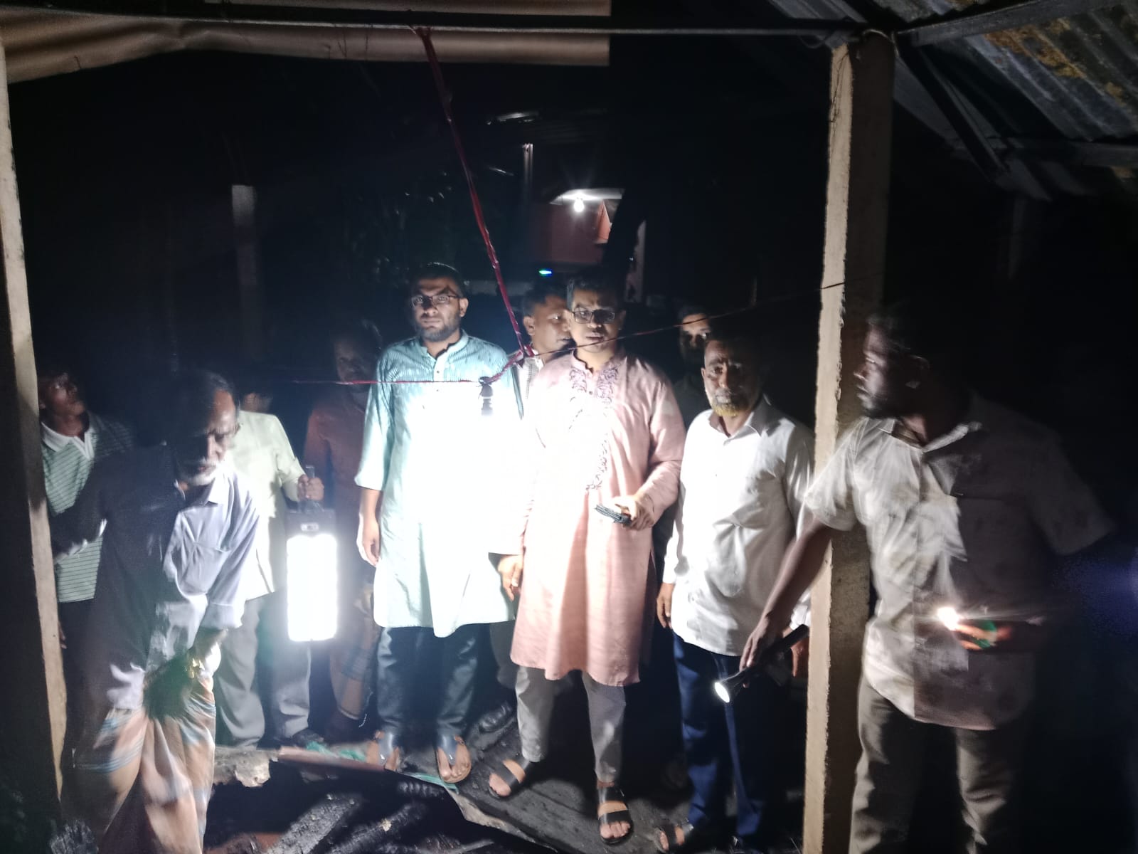 Chandanaish UNO Inspects Fire-Affected Family's Home, Assures Prompt Assistance