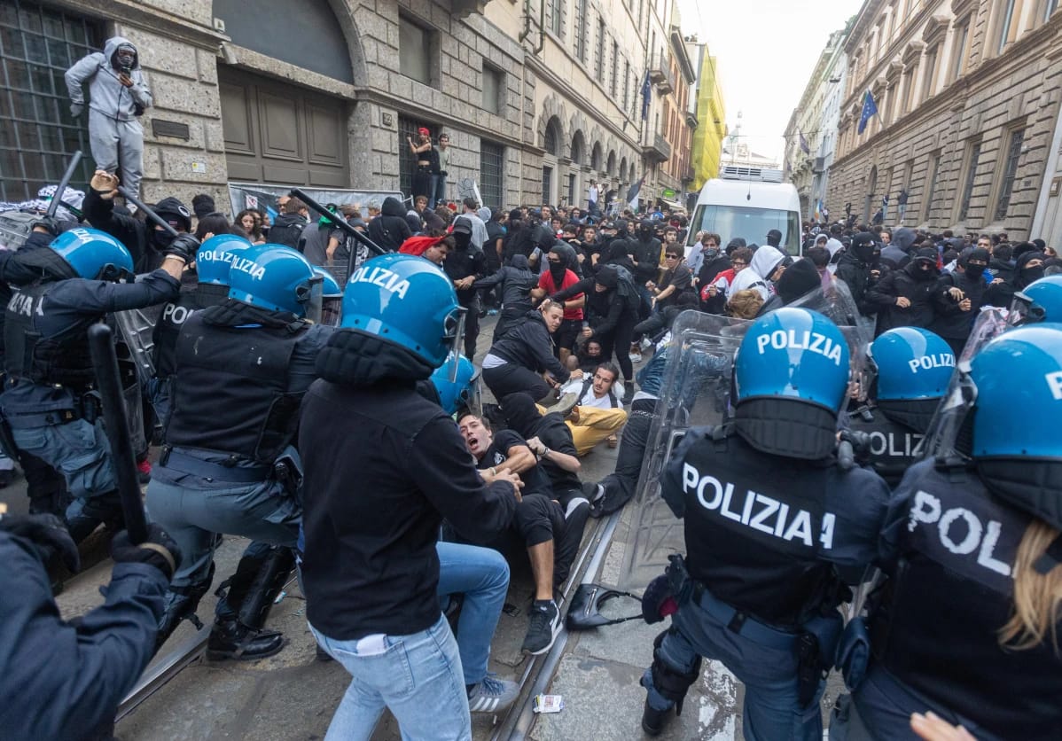 Protests turn violent: Shops vandalized in Milan’s San Babila, tension grips three Italian cities