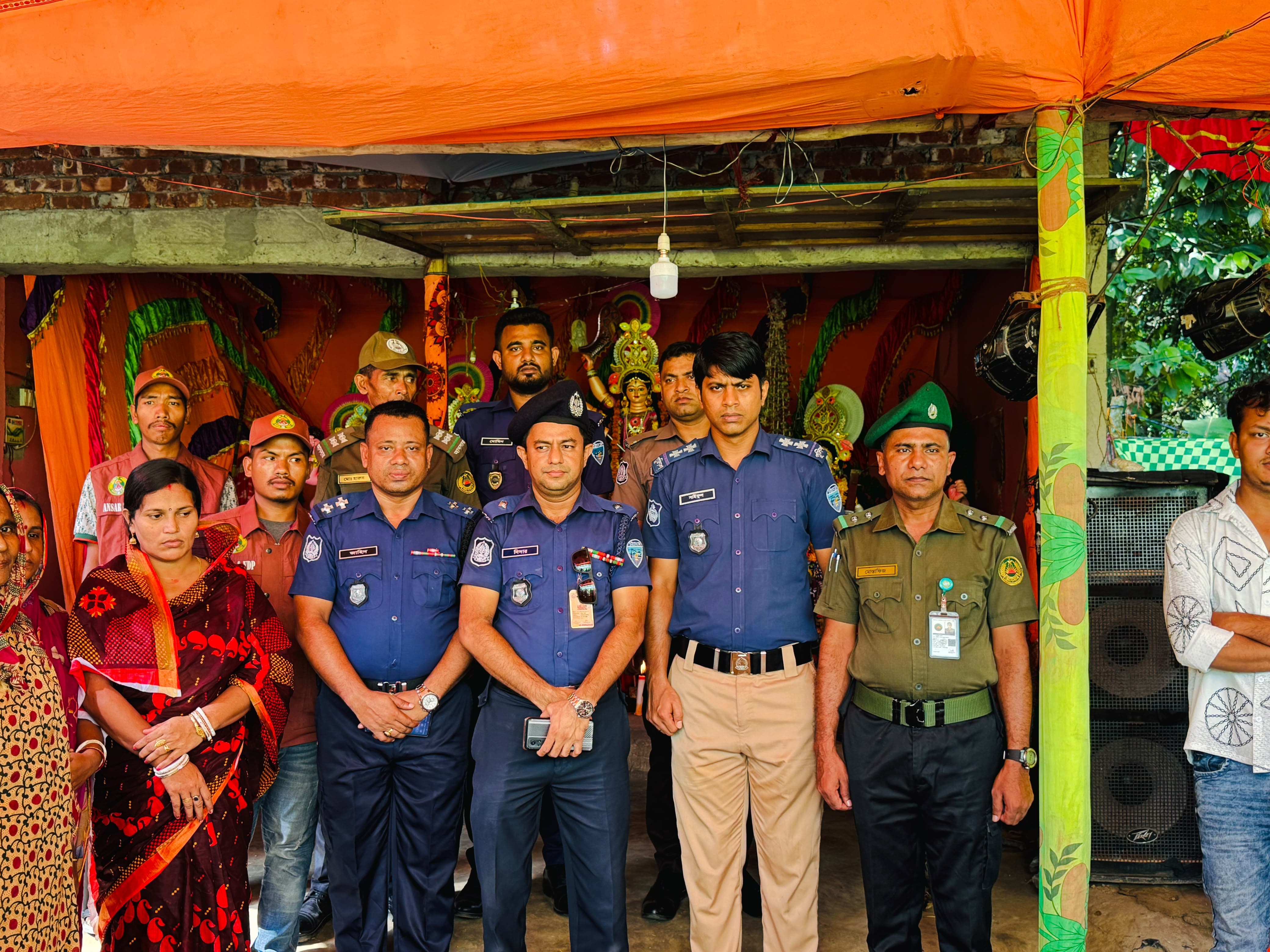 Chandanaish Police Station OC Didarul Islam Sikdar Inspects Puja Mandaps in Remote Hilly Dhopachhari Area